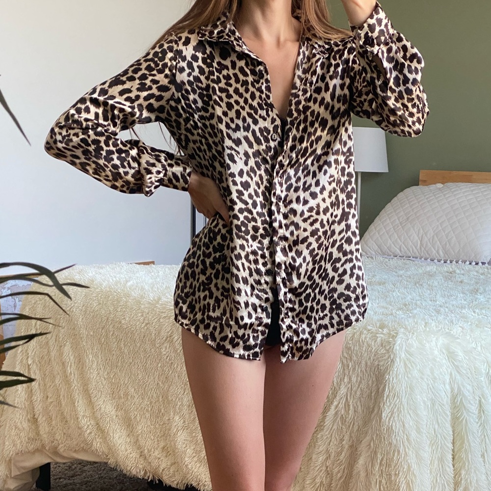 Silky Leopard Button Down